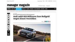 
                            12. Audi: VW-Tochter zahlt wegen Abgasskandal 800 Millionen Euro ...