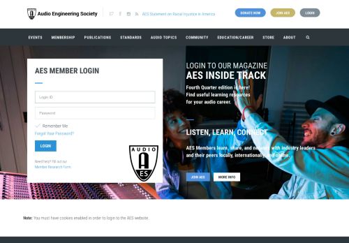 
                            1. Audio Engineering Society Login