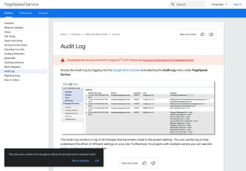 
                            3. Audit Log | PageSpeed Service | Google Developers