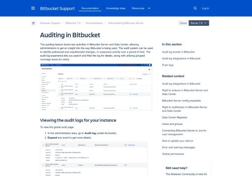 
                            2. Audit logging in Bitbucket Server - Atlassian Documentation