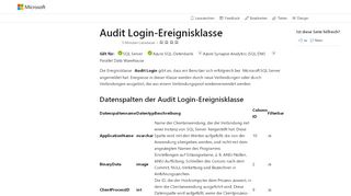 
                            7. Audit Login-Ereignisklasse - SQL Server | Microsoft Docs