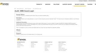 
                            1. Audit: SMB Guest Login: Attack Signature - Symantec Corp.