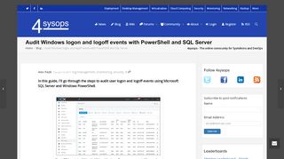 
                            12. Audit Windows logon and logoff events with PowerShell and SQL Server