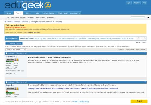 
                            10. Auditing file access or user logins on Sharepoint - EduGeek.net