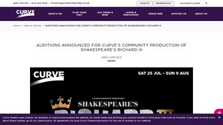 
                            13. auditions announced for curve's community production of ...