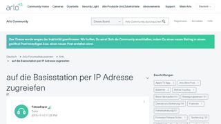 
                            8. auf die Basisstation per IP Adresse zugreiefen - Arlo Communities