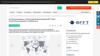 
                            9. Auf Expansionskurs: Fahrzeugtechnikentwickler BFFT baut ...