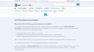 
                            8. Auf Online Rechnung umstellen | UPC