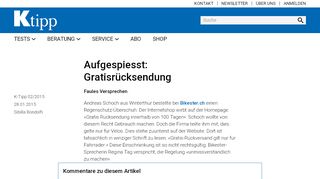 
                            4. Aufgespiesst: Gratisrücksendung - Artikel - www.ktipp.ch