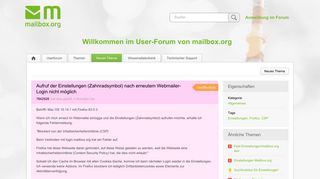 
                            5. Aufruf der Einstellungen (Zahnradsymbol) nach erneutem Webmailer ...