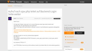 
                            5. Aufruf nach ajax.php leitet auf Backend-Login Seite weiter ...