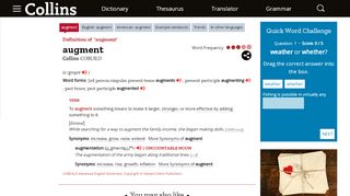 
                            10. Augment definition and meaning | Collins English Dictionary