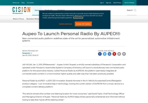 
                            8. Aupeo To Launch Personal Radio By AUPEO!® - PR Newswire