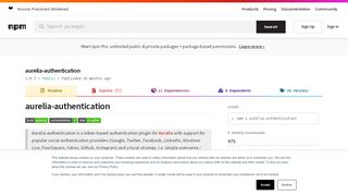 
                            9. aurelia-authentication - npm