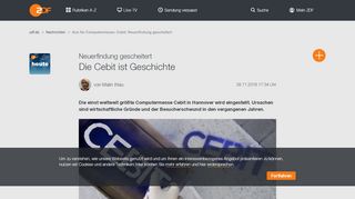 
                            8. Aus für Computermesse: Cebit: Neuerfindung gescheitert ... - ZDF