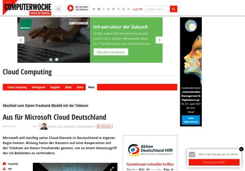 
                            6. Aus für Microsoft Cloud Deutschland - Computerwoche