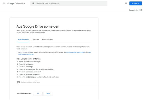 
                            2. Aus Google Drive abmelden - Android-Gerät - Google Drive-Hilfe