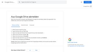 
                            3. Aus Google Drive abmelden - iPhone und iPad - Google Drive-Hilfe