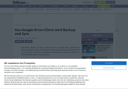 
                            13. Aus Google-Drive-Client wird Backup and Sync - silicon.de