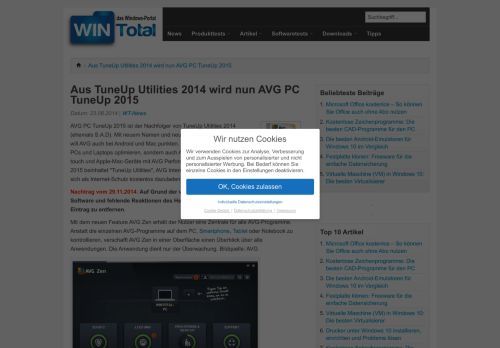 
                            10. Aus TuneUp Utilities 2014 wird nun AVG PC TuneUp 2015 - WinTotal.de