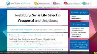 
                            11. Ausbildung Swiss Life Select Wuppertal - Ausbildungsstellen Swiss ...