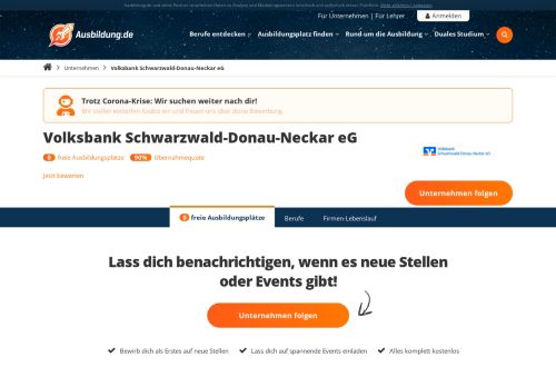
                            10. Ausbildung Volksbank Schwarzwald-Donau-Neckar eG - freie ...