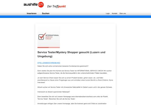 
                            13. aushilfe.ch - Service Tester/Mystery Shopper gesucht (Luzern und ...