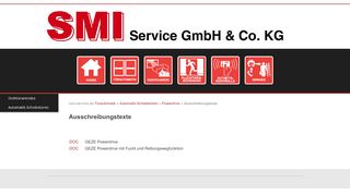 
                            5. Ausschreibungstexte - SMI Service GmbH&Co.KG