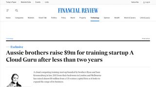 
                            11. Aussie brothers raise $9m for training startup A Cloud Guru after ...