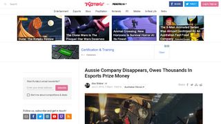 
                            2. Aussie Company Disappears, Owes Thousands In Esports Prize ...