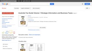 
                            12. Australia Tax Guide Volume 1 Strategic Information and Business Taxes - Google böcker, resultat