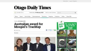 
                            10. Australian award for Mosgiel's TracMap | Otago Daily Times Online ...