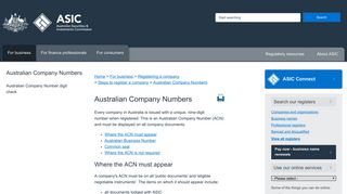 
                            10. Australian Company Numbers | ASIC - Australian Securities and ...