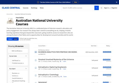 
                            10. Australian National University • Free Online Courses and MOOCs ...