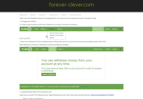 
                            5. Auszahlung Profits25 - auf forever-clever.com