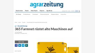 
                            8. Auszeichnung: 365 Farmnet rüstet alte Maschinen auf - Agrarzeitung