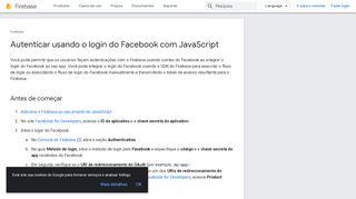 
                            11. Autenticar usando o login do Facebook com JavaScript | Firebase