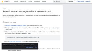 
                            2. Autenticar usando o login do Facebook no Android | Firebase - Google