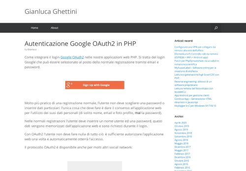 
                            9. Autenticazione Google OAuth2 in PHP - Gianluca Ghettini