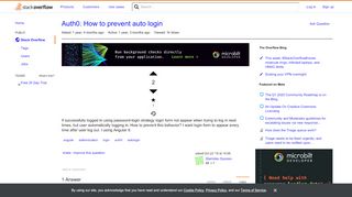
                            8. Auth0. How to prevent auto login - Stack Overflow