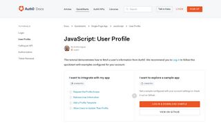
                            7. Auth0 JavaScript SDK Quickstarts: User Profile