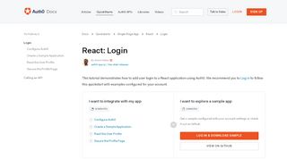 
                            5. Auth0 React SDK Quickstarts: Login