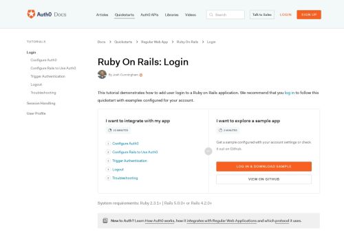 
                            9. Auth0 Ruby On Rails SDK Quickstarts: Login