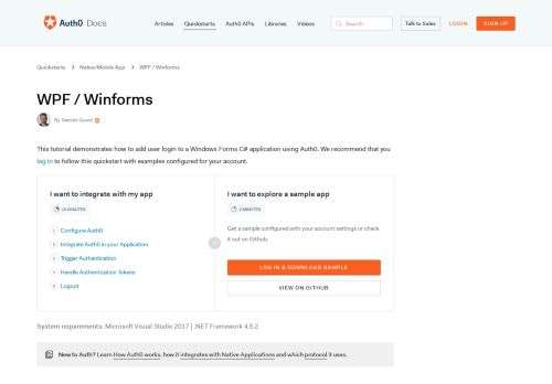 
                            9. Auth0 WPF / Winforms SDK Quickstarts: Login