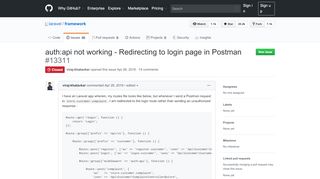
                            2. auth:api not working - Redirecting to login page in Postman · Issue ...
