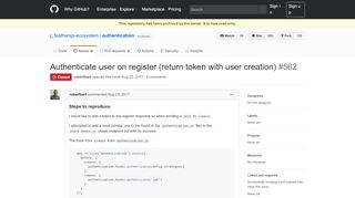 
                            8. Authenticate user on register (return token with user creation) · Issue ...