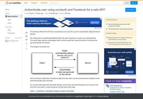 
                            13. Authenticate user using omniauth and Facebook for a rails API ...