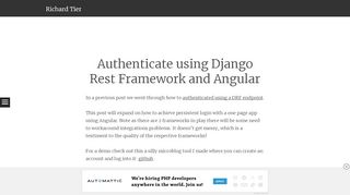 
                            7. Authenticate using Django Rest Framework and Angular | Richard Tier