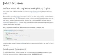 
                            12. Authenticated API requests on Google App Engine - Johan Nilsson