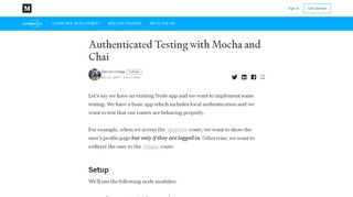 
                            2. Authenticated Testing with Mocha and Chai – codeburst